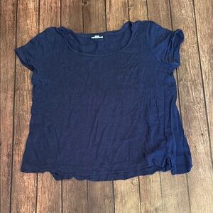 J. Jill Navy love linen Wide Round Neck Short Sleeve Tee Sz M